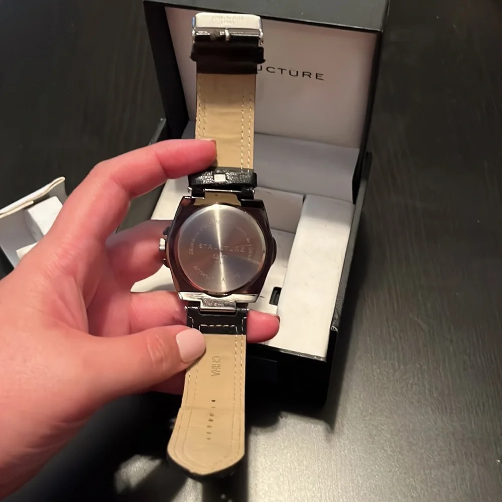 Large Face Black & Blue Structure Watch, New in Box - some defects, see photos